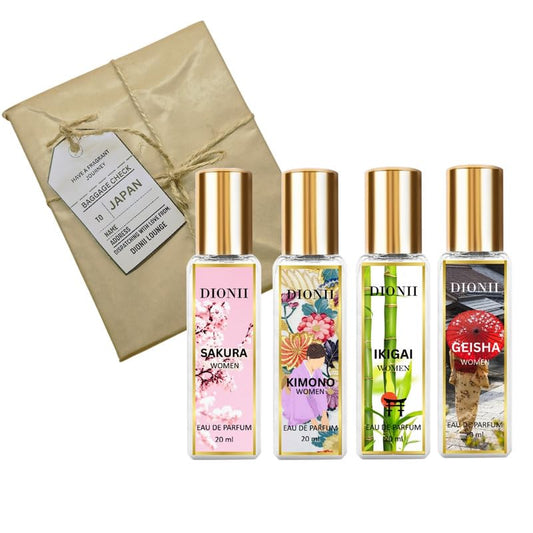 Dionii JAPAN EDIT Eau De Parfum Gift Set for Women | Around The World Collection Perfume Set | Long Lasting Fragrance (4 x 20ml Each)