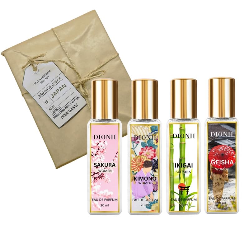 Dionii JAPAN EDIT Eau De Parfum Gift Set for Women | Around The World Collection Perfume Set | Long Lasting Fragrance (4 x 20ml Each)