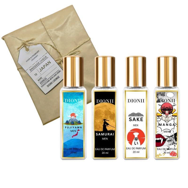 Dionii JAPAN EDIT Eau De Parfum Gift Set for Men | Around The World Collection Perfume Set | Long Lasting Fragrance (4 x 20ml Each)