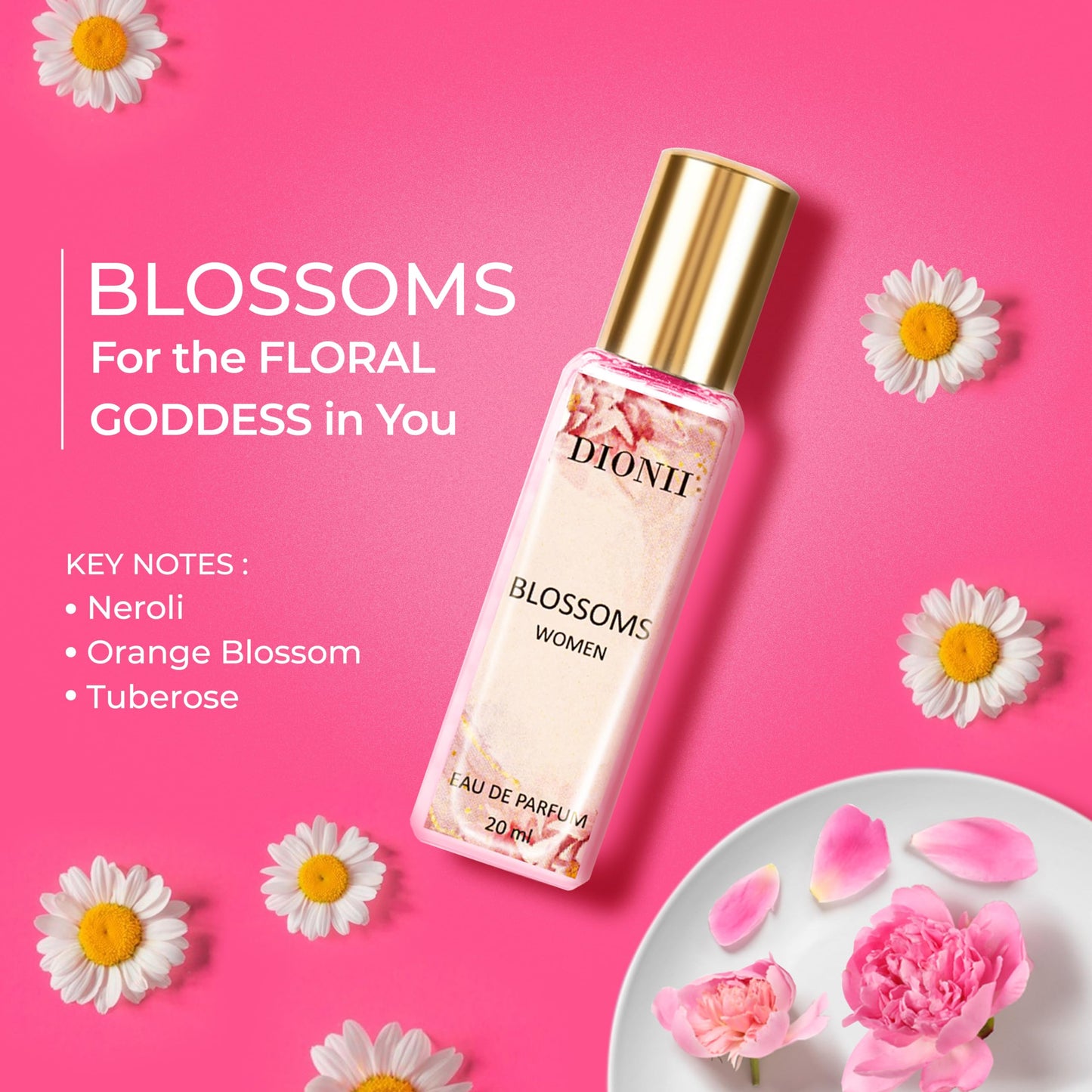 Dionii Eau De Parfum Gift Set for Women | BLOSSOMS, WILD FIRE, SEA NYMPH, DAMSEL Perfume Set | Long Lasting Fragrance (4 x 20ml Each)